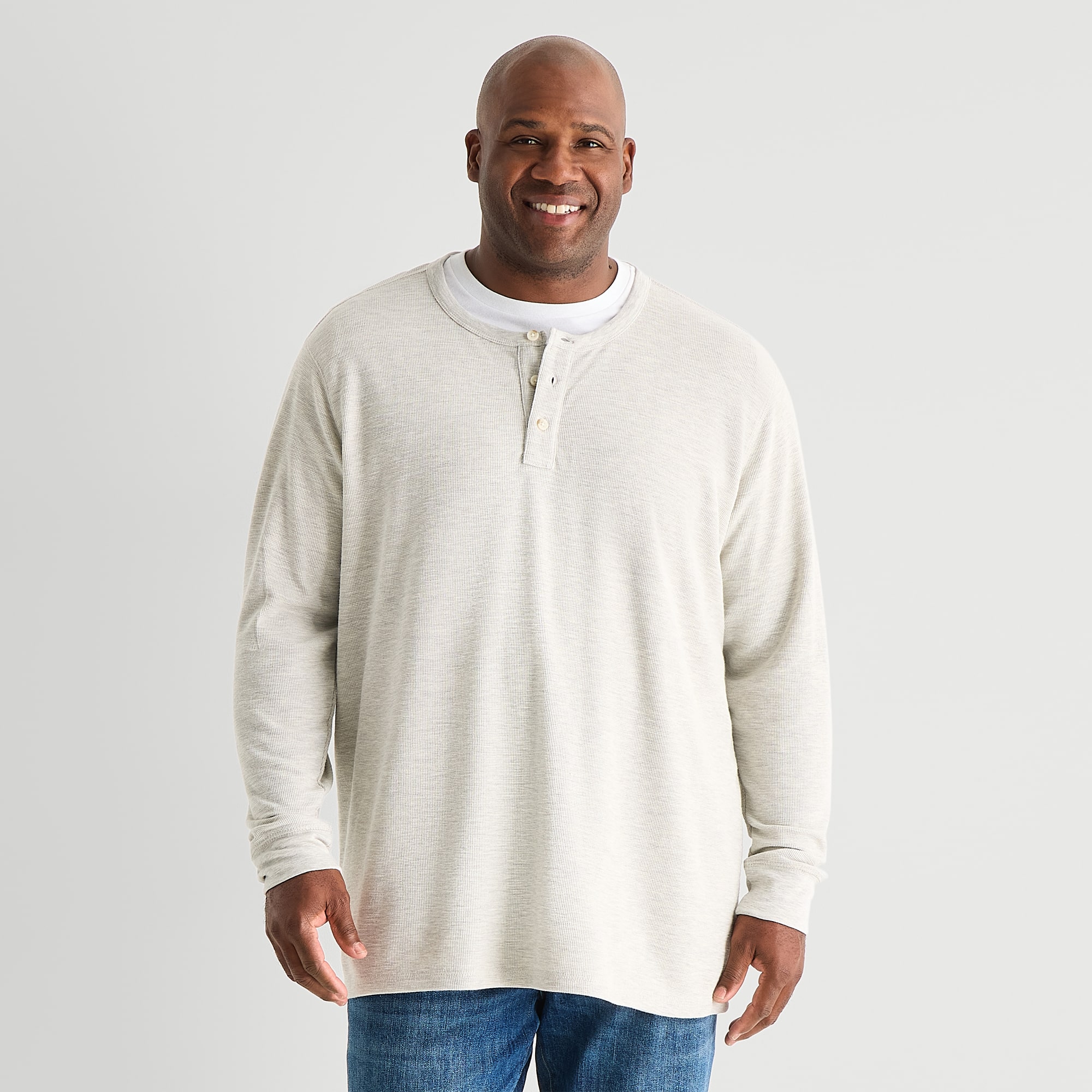 mutual weave Mens Long Sleeve Regular Fit Big and Tall Henley Shirt
