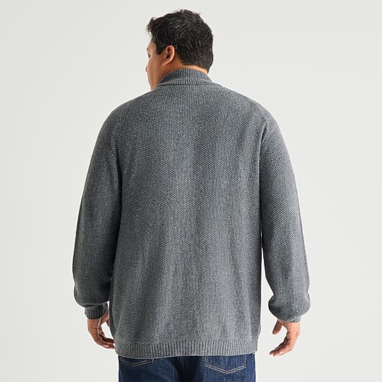 St. John's Bay Mens Mock Neck Long Sleeve Zipper Big and Tall Cardigan