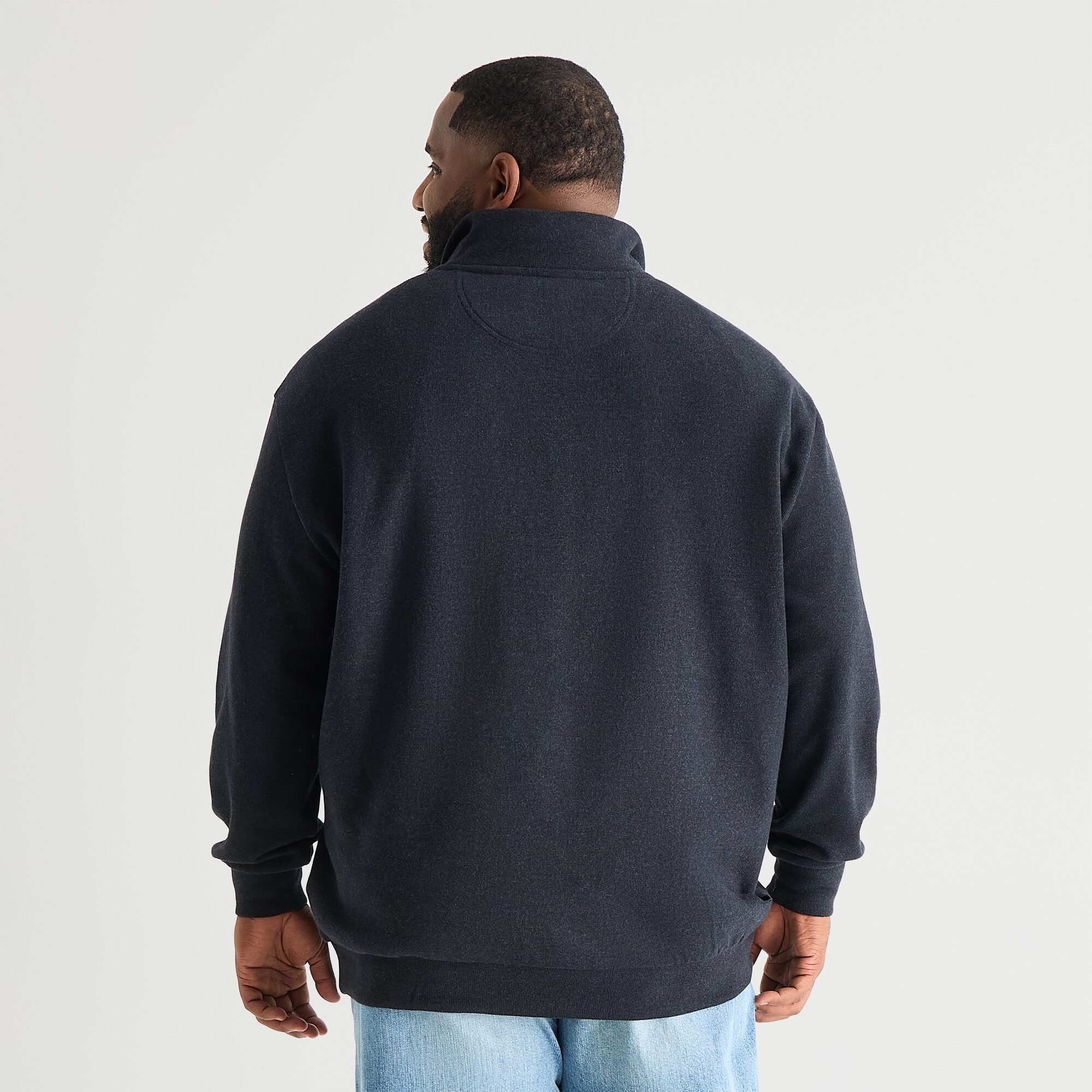 U.S. Polo Assn. Flatback Mens Mock Neck Long Sleeve Big and Tall Quarter-Zip Pullover