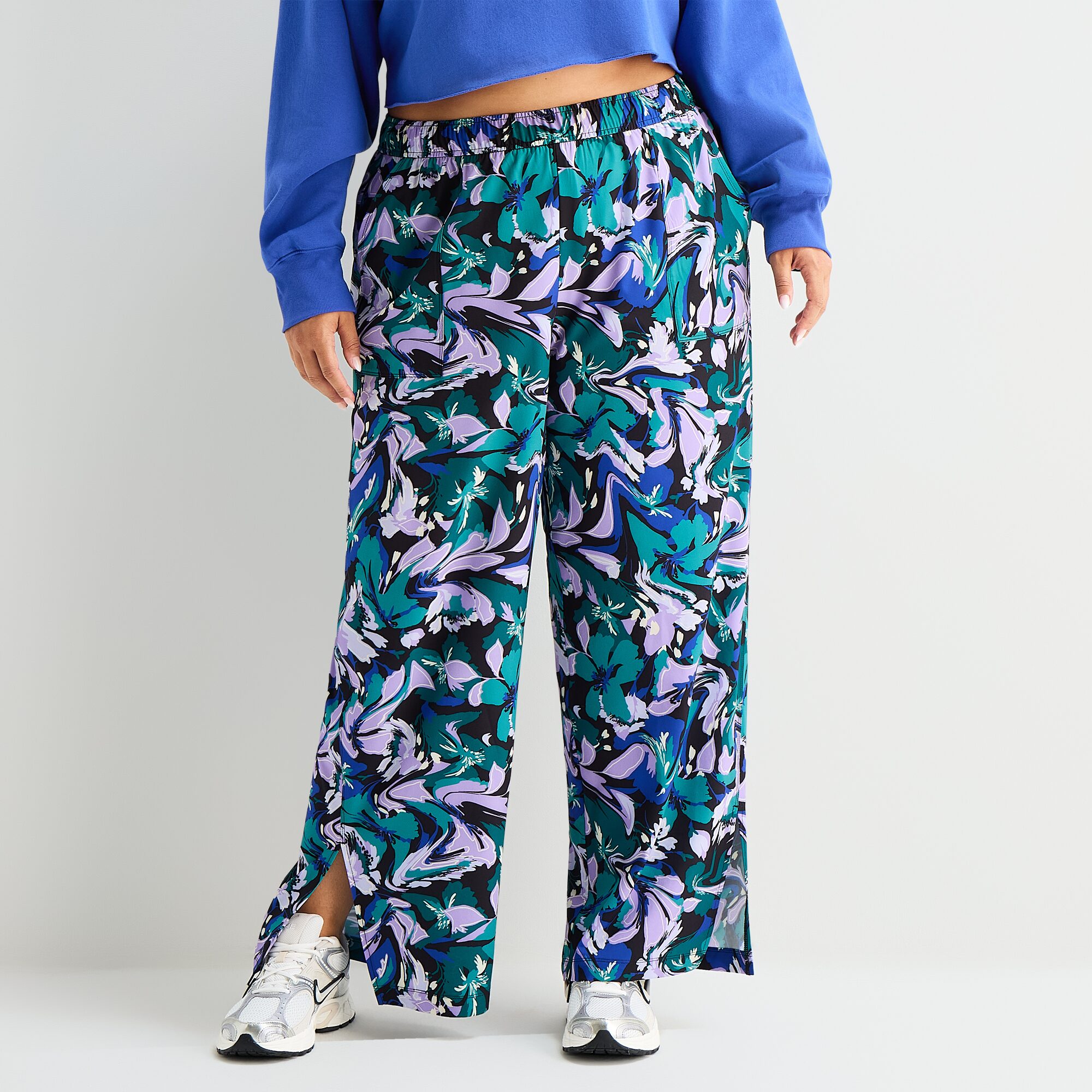 Xersion Womens Wide Leg Mid Rise Regular Fit Plus Track Pant