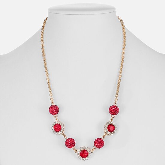 Monet Jewelry Womens Red 17 Inch Collar Necklace