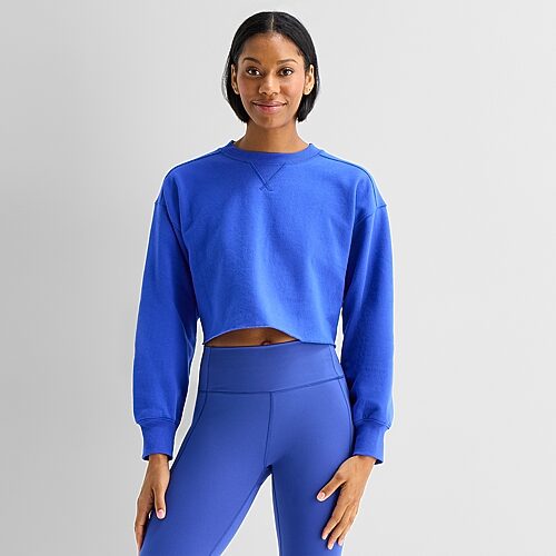 Xersion Womens Crew Neck Long Sleeve Sweatshirt In Blue