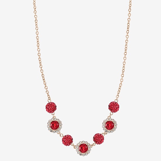 Monet Jewelry Womens Red 17 Inch Collar Necklace