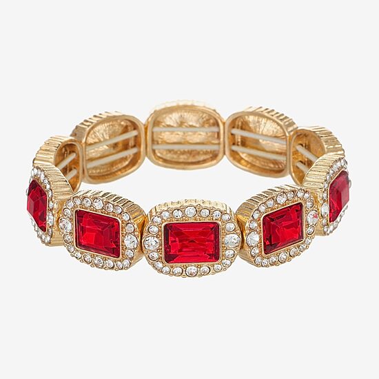 Monet Jewelry Womens Red Glass Stretch Bracelet