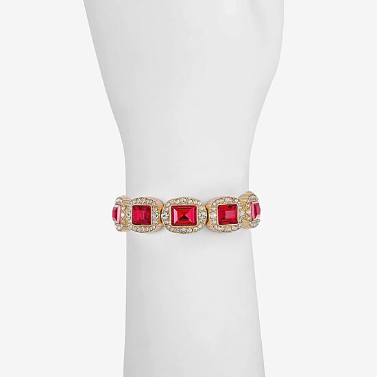 Monet Jewelry Womens Red Glass Stretch Bracelet