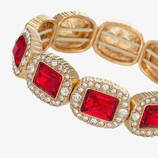 Monet Jewelry Womens Red Glass Stretch Bracelet