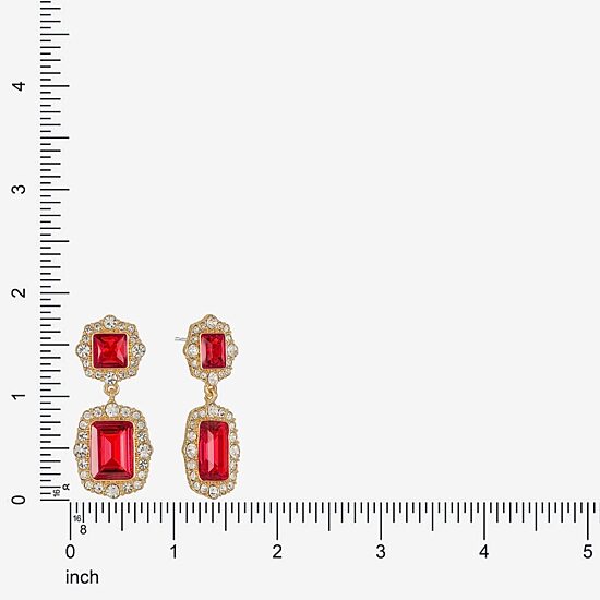 Monet Jewelry Womens Red Glass Hypoallergenic Drop Earrings