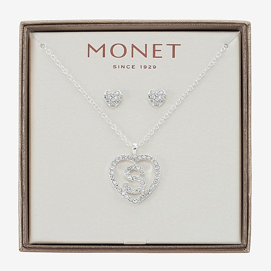 Monet Jewelry Womens Glass Heart 2-pc. Jewelry Set