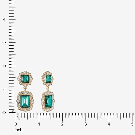 Monet Jewelry Womens Green Glass Hypoallergenic Drop Earrings