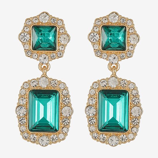 Monet Jewelry Womens Green Glass Hypoallergenic Drop Earrings