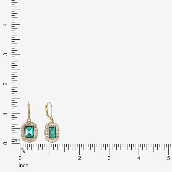 Monet Jewelry Womens Green Glass Drop Earrings