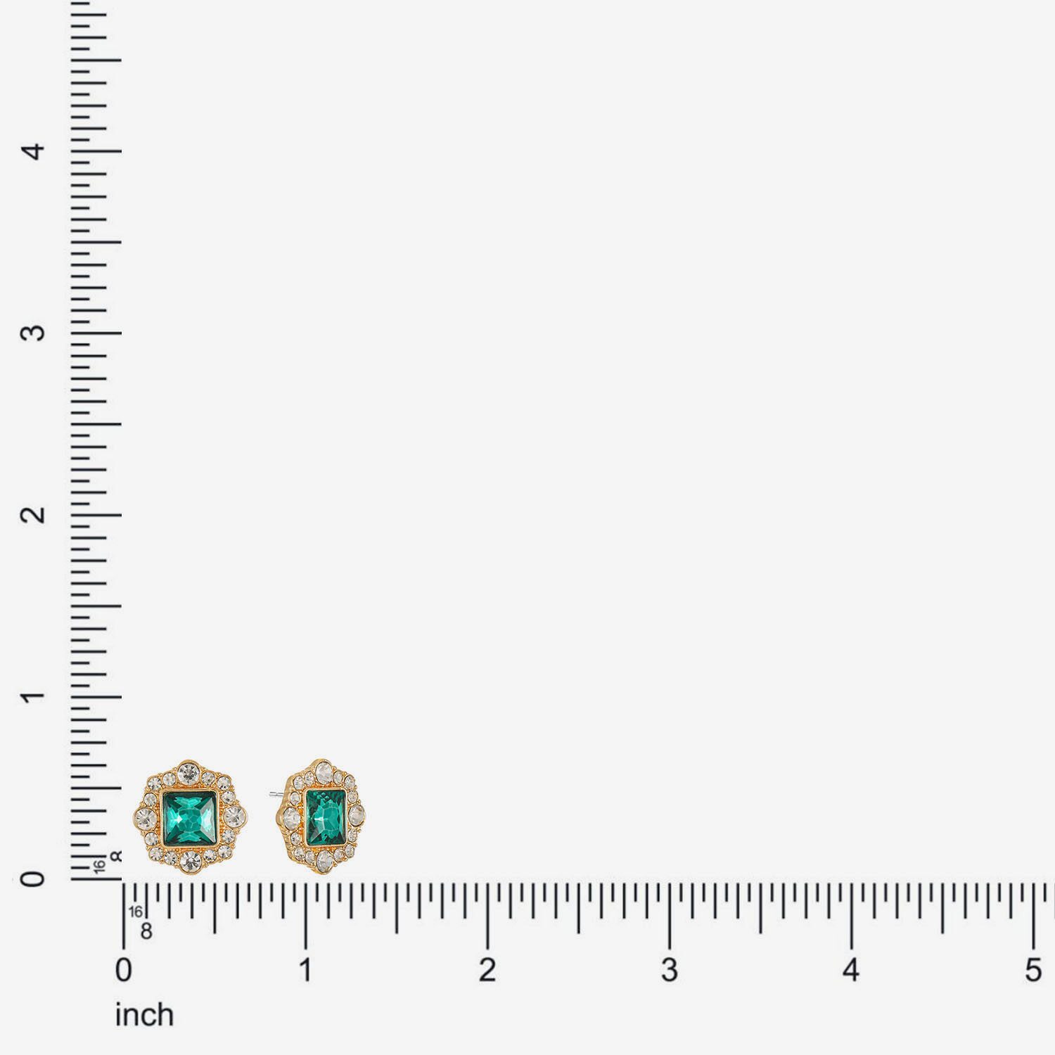 Monet Jewelry Green Glass 18.5mm Square Stud Earrings