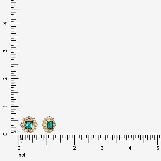 Monet Jewelry Green Glass 18.5mm Square Stud Earrings