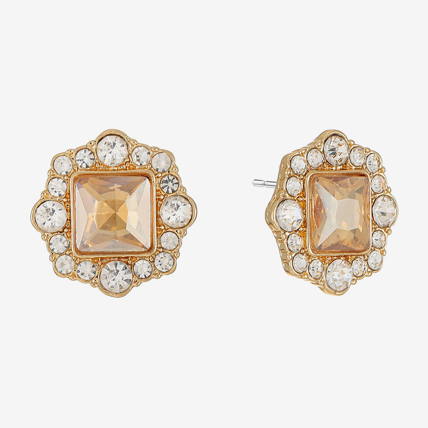 Monet Jewelry Brown Glass 18.5mm Square Stud Earrings