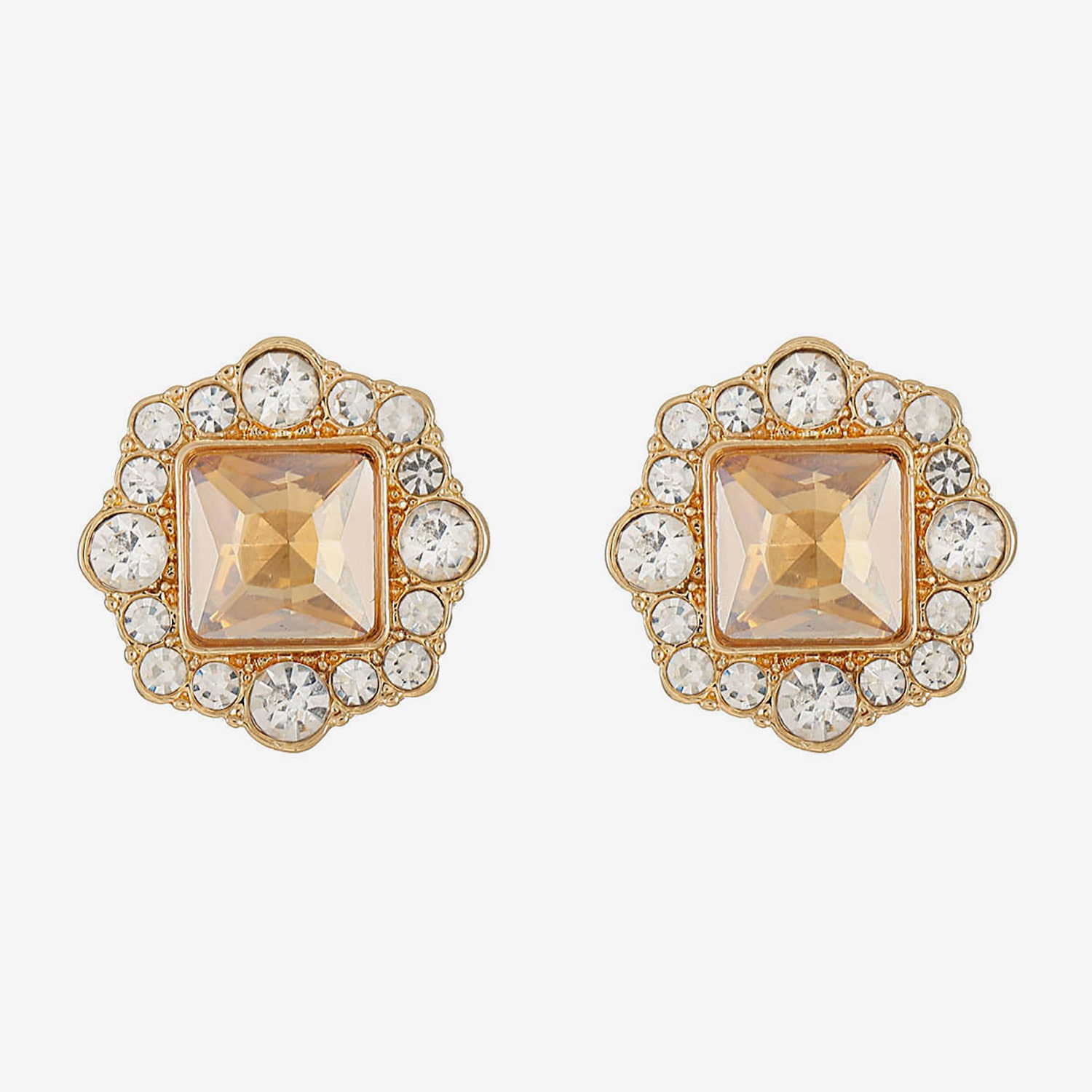 Monet Jewelry Brown Glass 18.5mm Square Stud Earrings
