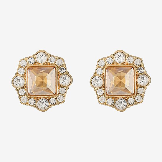 Monet Jewelry Brown Glass 18.5mm Square Stud Earrings