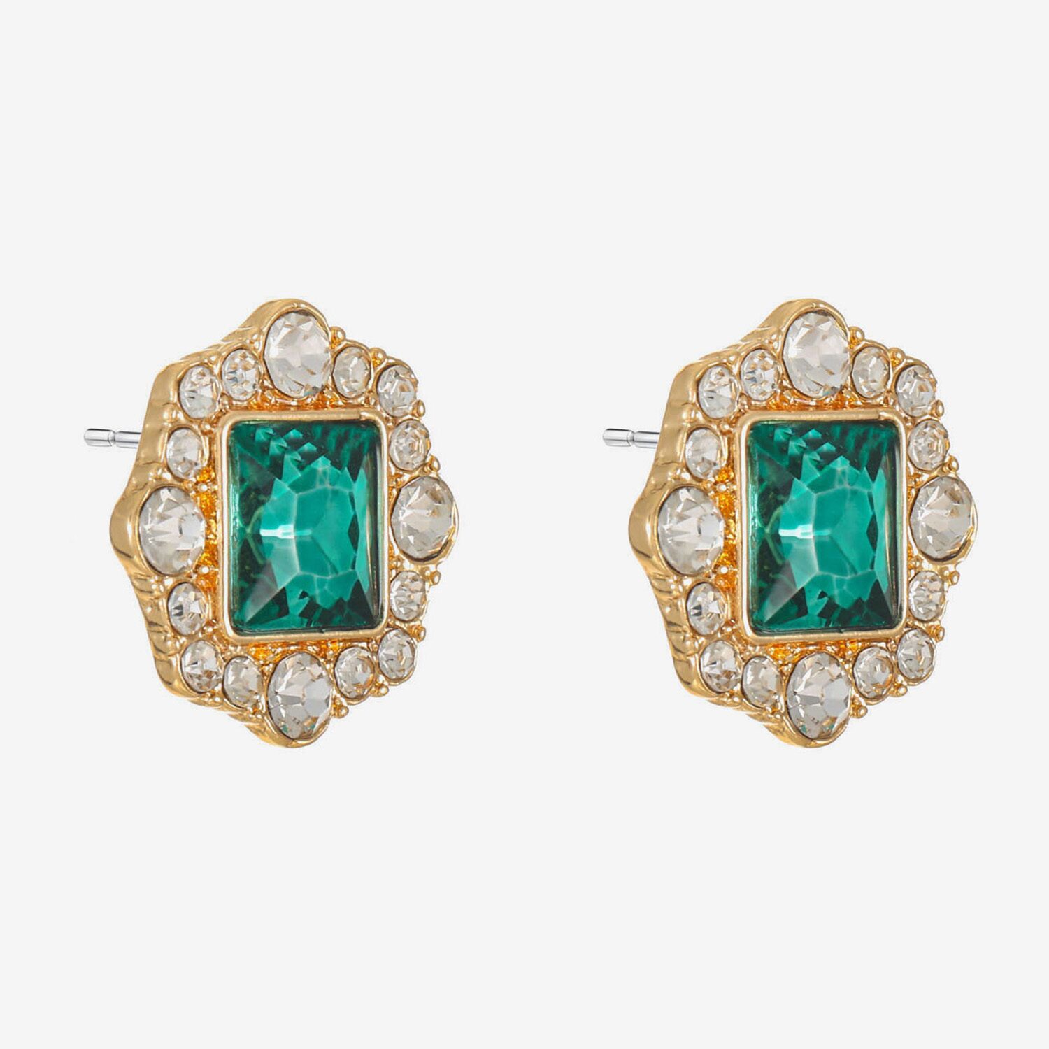 Monet Jewelry Green Glass 18.5mm Square Stud Earrings