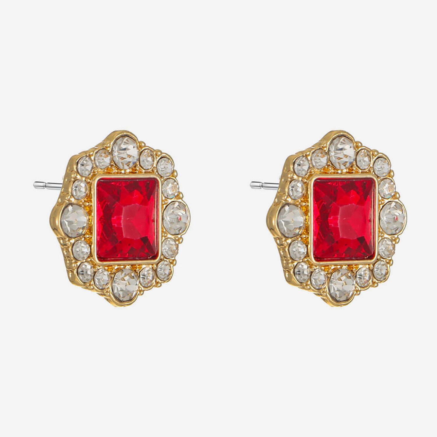 Monet Jewelry Red Glass 18.5mm Square Stud Earrings