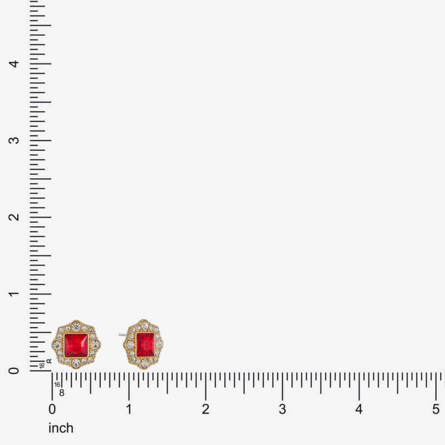 Monet Jewelry Red Glass 18.5mm Square Stud Earrings