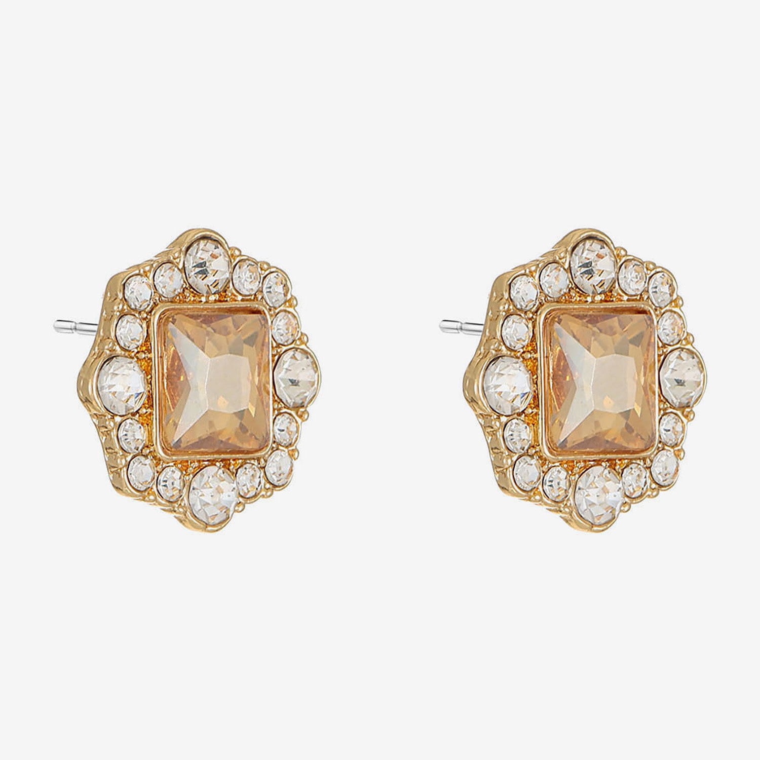 Monet Jewelry Brown Glass 18.5mm Square Stud Earrings