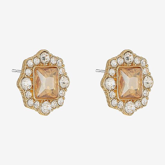 Monet Jewelry Brown Glass 18.5mm Square Stud Earrings