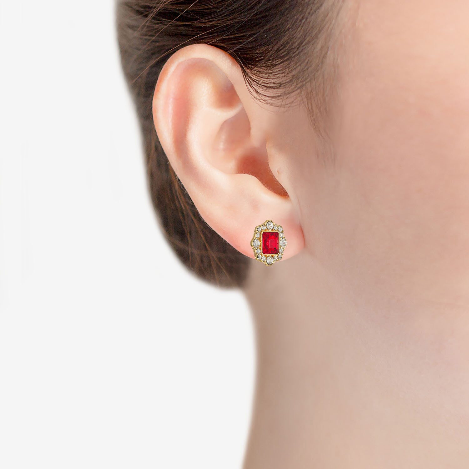 Monet Jewelry Red Glass 18.5mm Square Stud Earrings