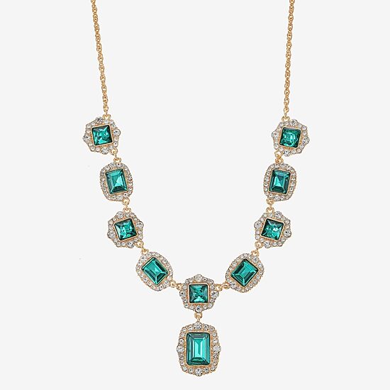 Monet Jewelry Womens Green Glass 18 Inch Y Necklace
