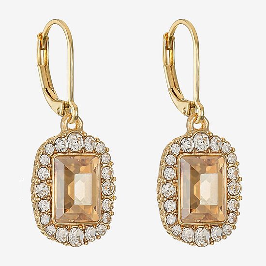 Monet Jewelry Womens Brown Glass Drop Earrings