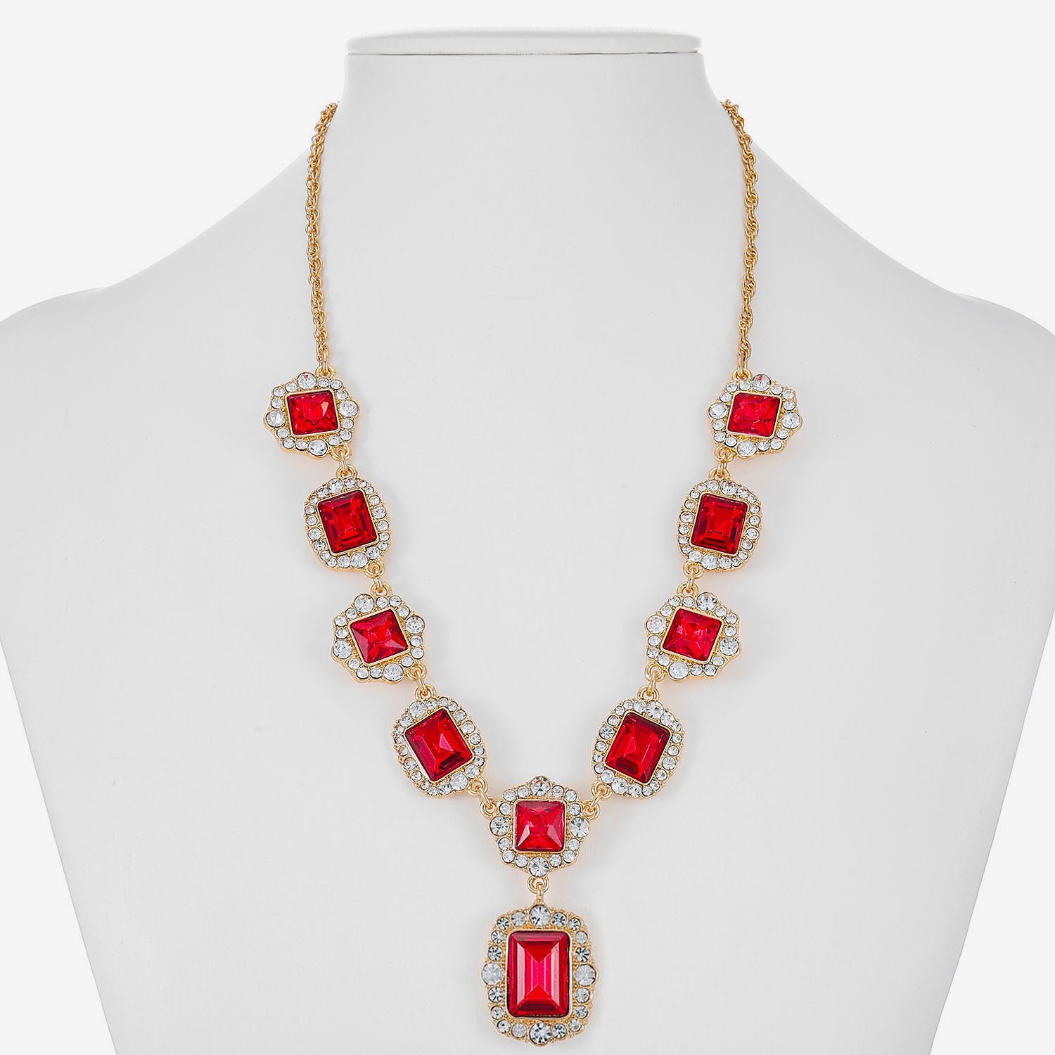 Monet Jewelry Womens Red Glass 18 Inch Y Necklace