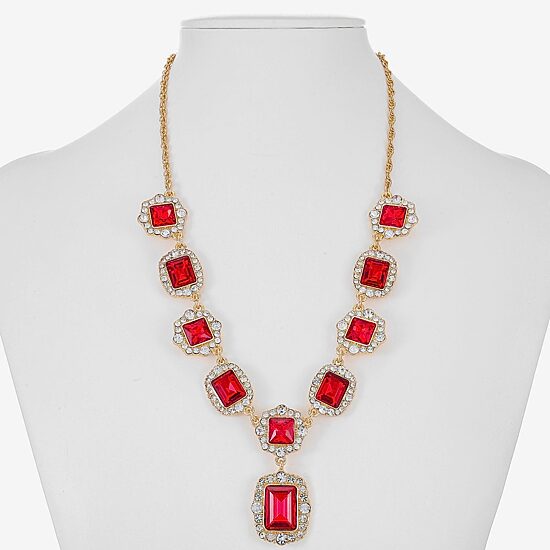 Monet Jewelry Womens Red Glass 18 Inch Y Necklace