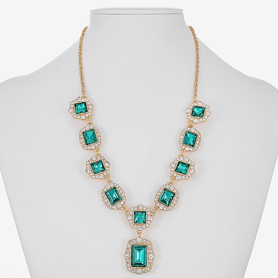 Monet Jewelry Womens Green Glass 18 Inch Y Necklace