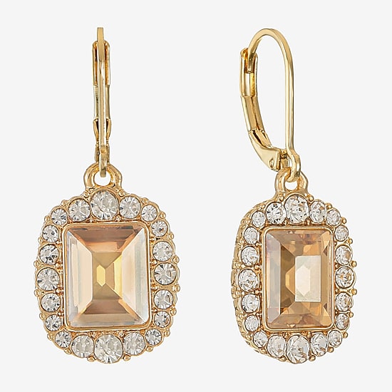 Monet Jewelry Womens Brown Glass Drop Earrings