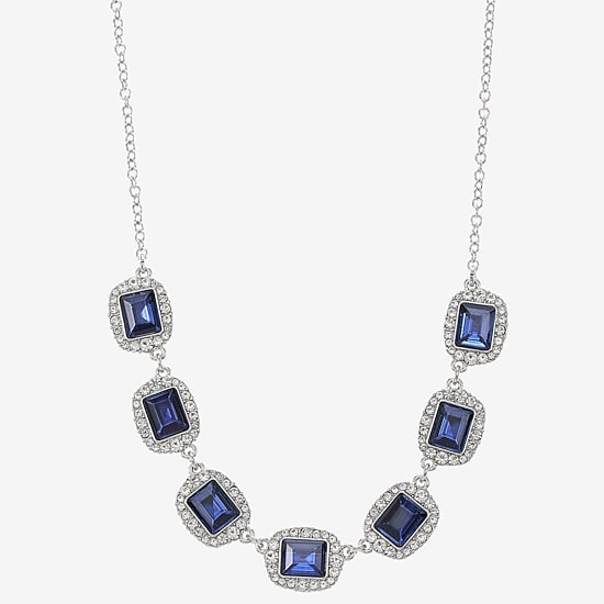 Monet Jewelry Womens Blue 17 Inch Collar Necklace