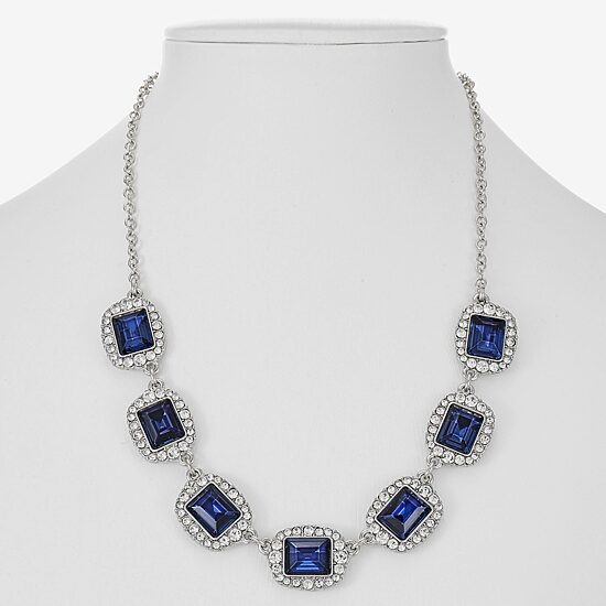 Monet Jewelry Womens Blue 17 Inch Collar Necklace