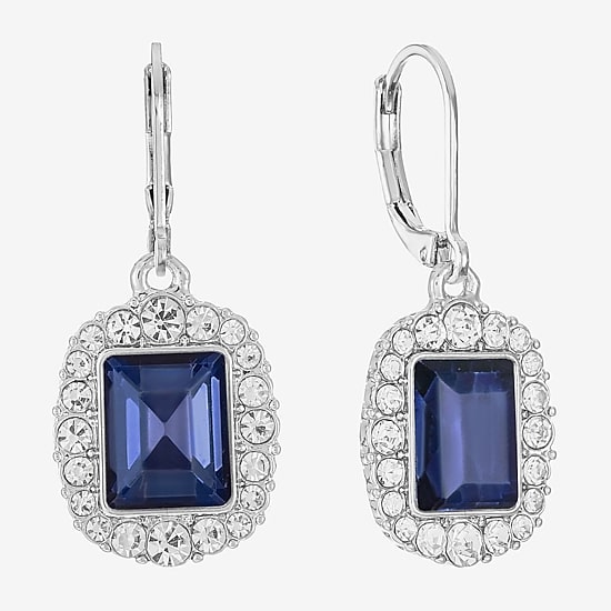 Monet Jewelry Womens Blue Glass Drop Earrings