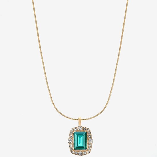 Monet Jewelry Womens Green Glass 17 Inch Pendant Necklace