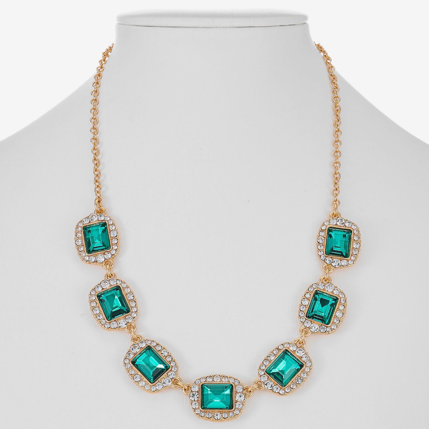 Monet Jewelry Womens Green 17 Inch Collar Necklace