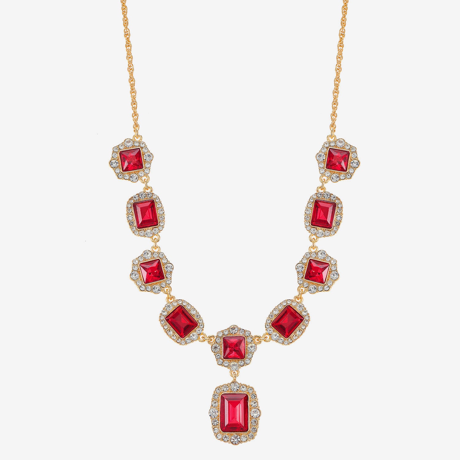 Monet Jewelry Womens Red Glass 18 Inch Y Necklace