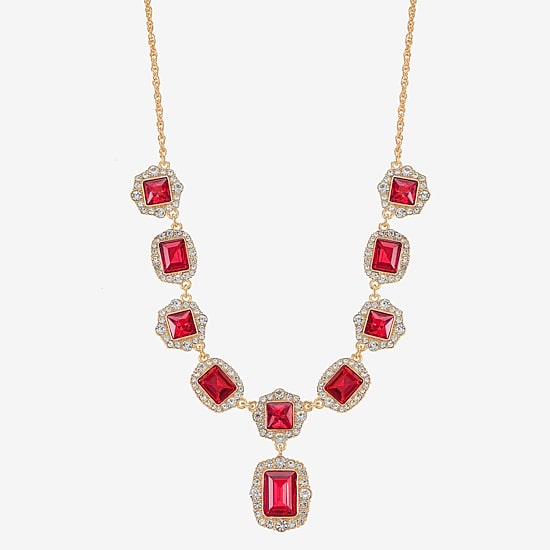 Monet Jewelry Womens Red Glass 18 Inch Y Necklace