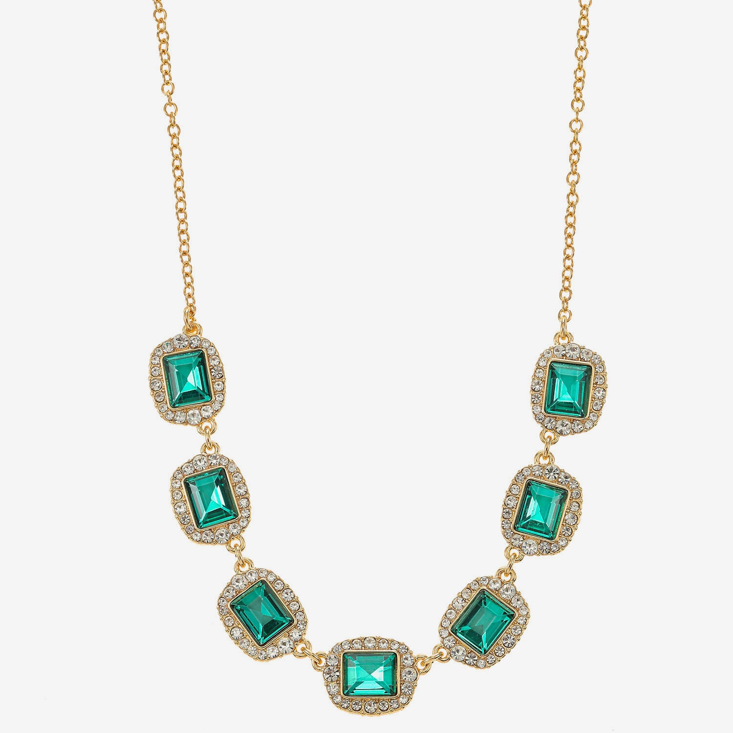 Monet Jewelry Womens Green 17 Inch Collar Necklace