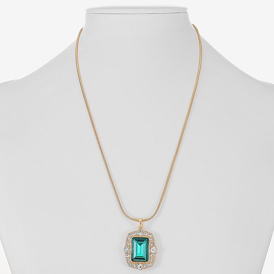 Monet Jewelry Womens Green Glass 17 Inch Pendant Necklace