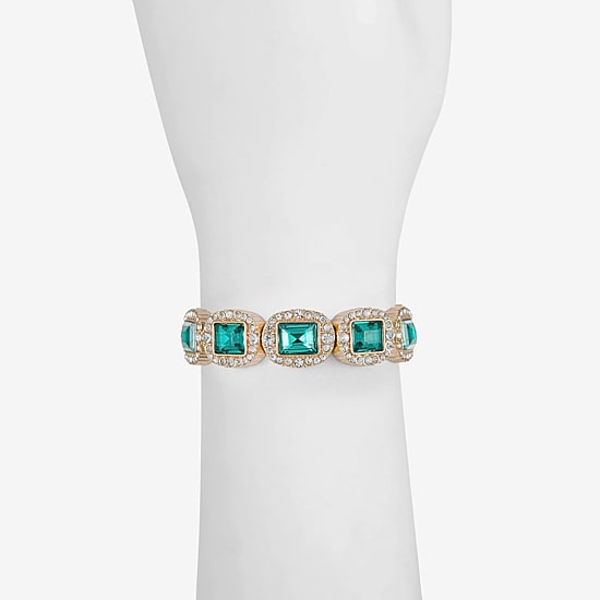 Monet Jewelry Womens Green Glass Stretch Bracelet