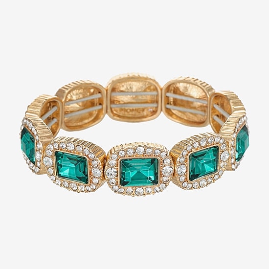 Monet Jewelry Womens Green Glass Stretch Bracelet