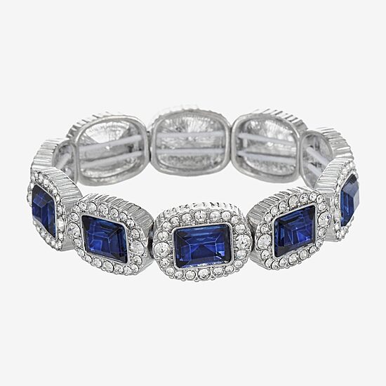 Monet Jewelry Womens Blue Glass Stretch Bracelet