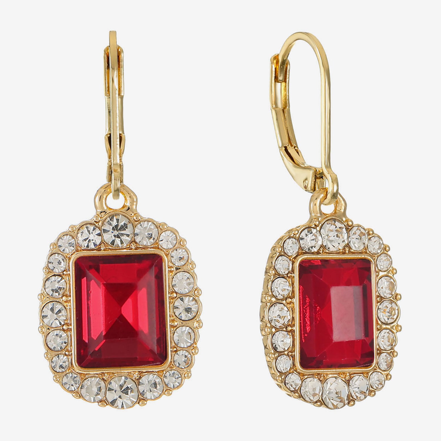 Monet Jewelry Womens Red Glass Drop Earrings