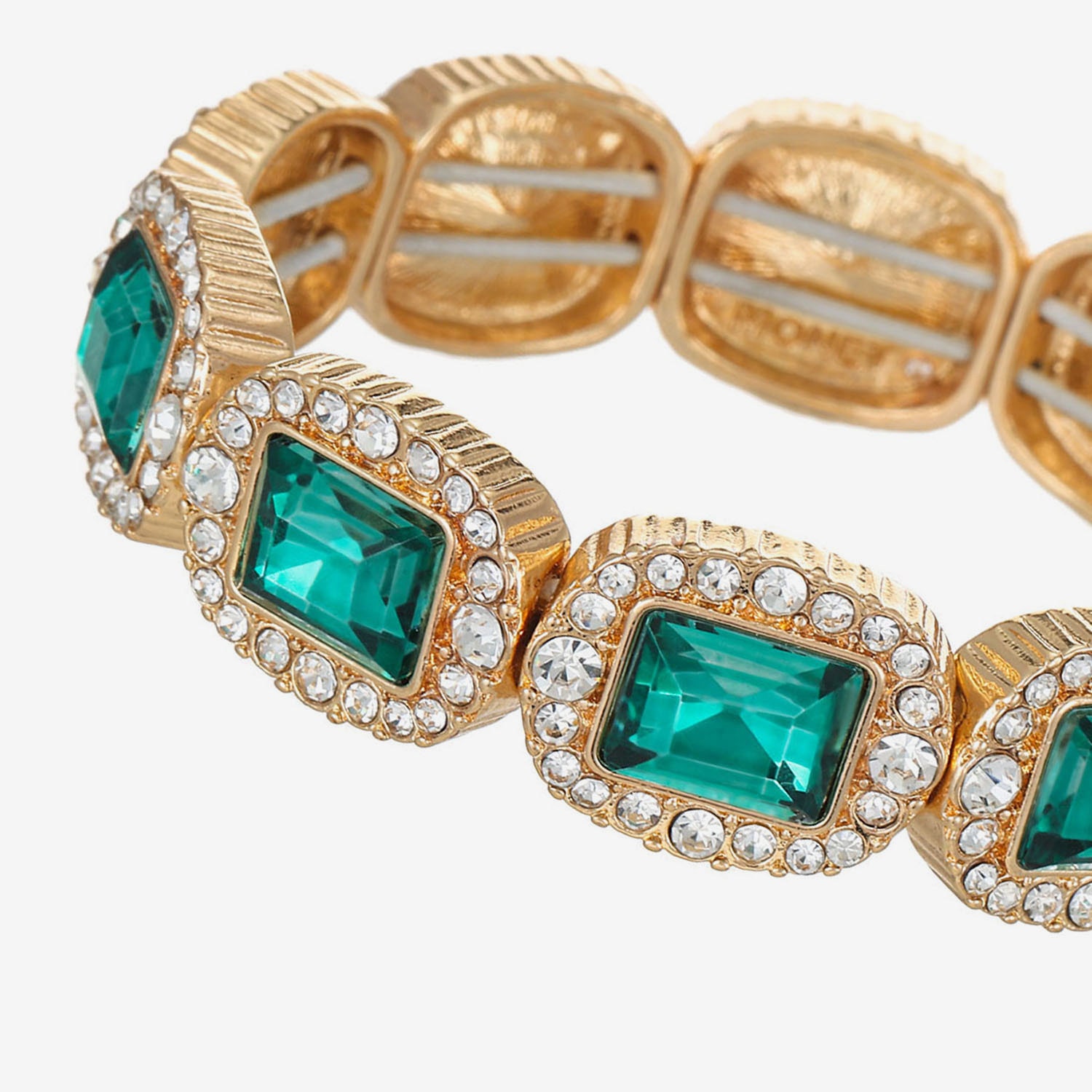 Monet Jewelry Womens Green Glass Stretch Bracelet