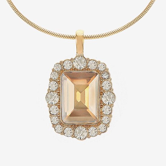 Monet Jewelry Womens Brown Glass 17 Inch Pendant Necklace