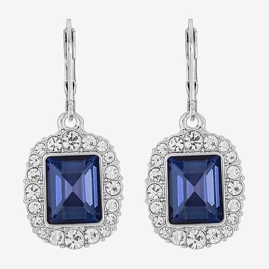 Monet Jewelry Womens Blue Glass Drop Earrings