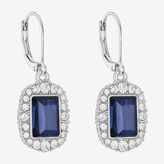 Monet Jewelry Womens Blue Glass Drop Earrings