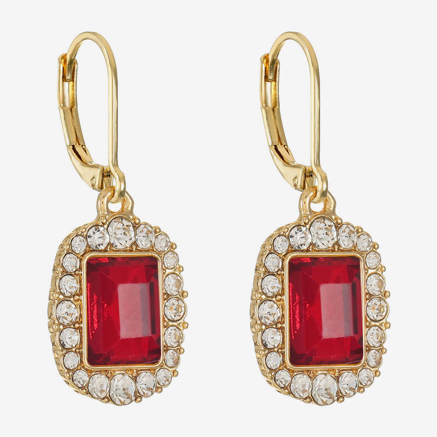 Monet Jewelry Womens Red Glass Drop Earrings